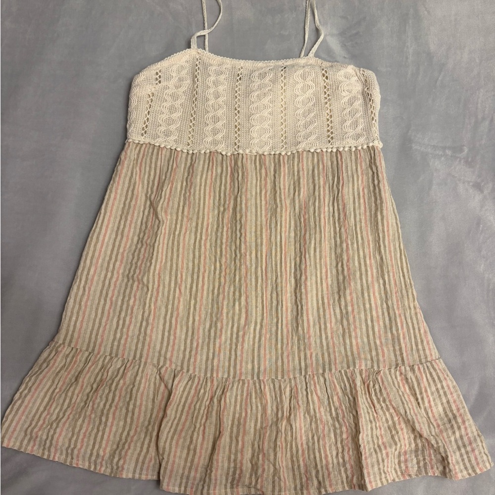 Altar'd State White Cream Pleated Tiered Sundress